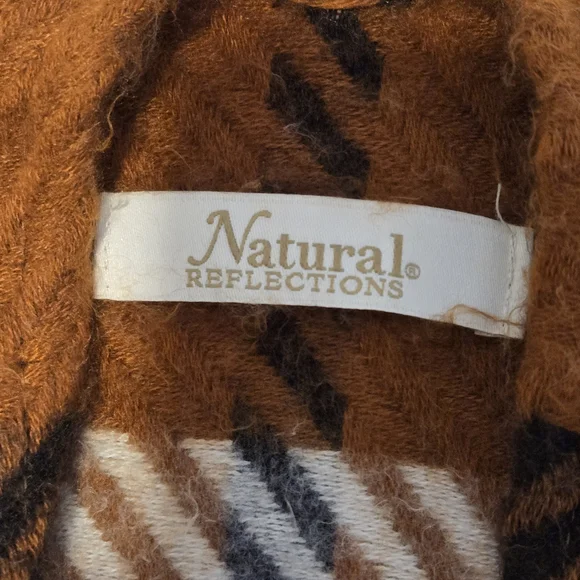 Natural Reflections Brown and White Plaid Poncho - Picture 3 of 3